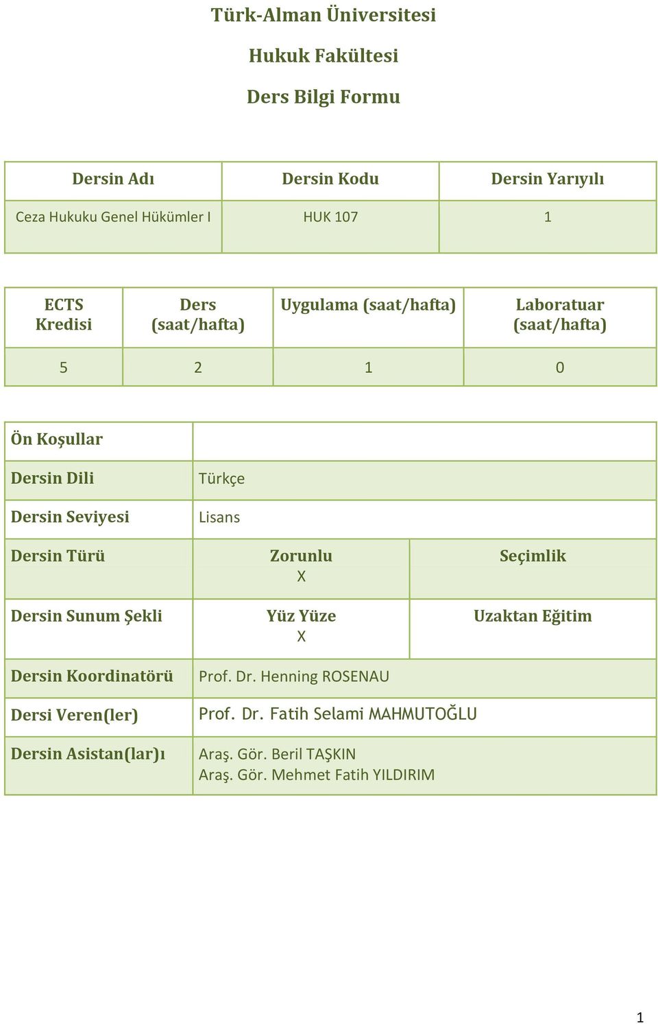 Türkçe Lisans Dersin Türü Dersin Sunum Şekli Dersin Koordinatörü Zorunlu Yüz Yüze Prof. Dr.