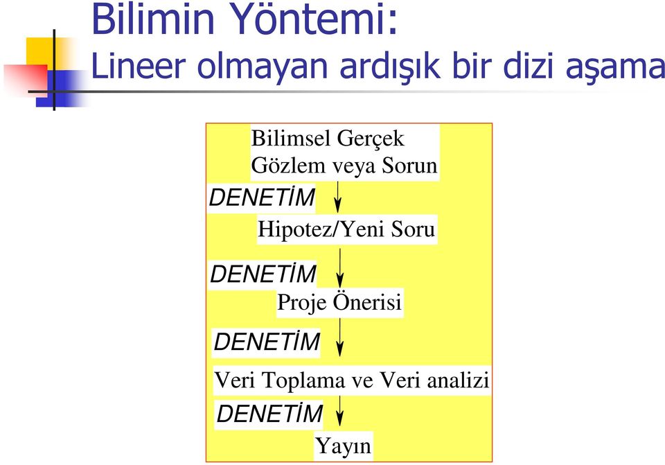 DENETİM Hipotez/Yeni Soru DENETİM Proje