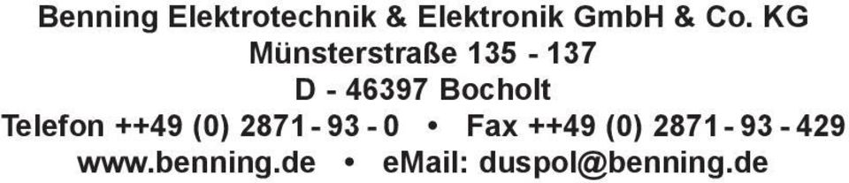 Telefon ++49 (0) 2871-93 - 0 Fax ++49 (0)