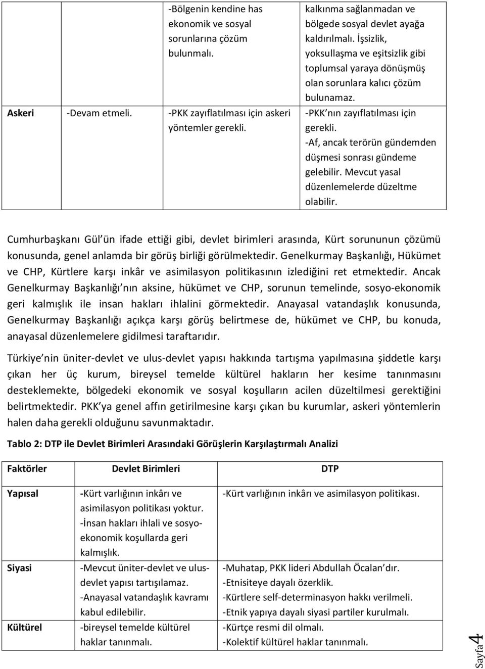 -PKK nın zayıflatılması için gerekli. -Af, ancak terörün gündemden düşmesi sonrası gündeme gelebilir. Mevcut yasal düzenlemelerde düzeltme olabilir.