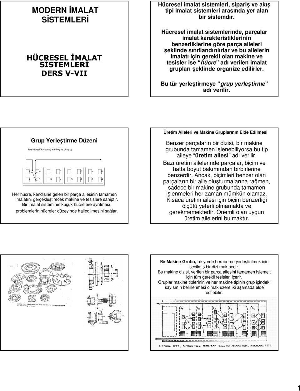 hücre adı verilen imalat gruplarışeklinde organize edilirler. Bu tür yerleştirmeye grup yerleştirme adı verilir.