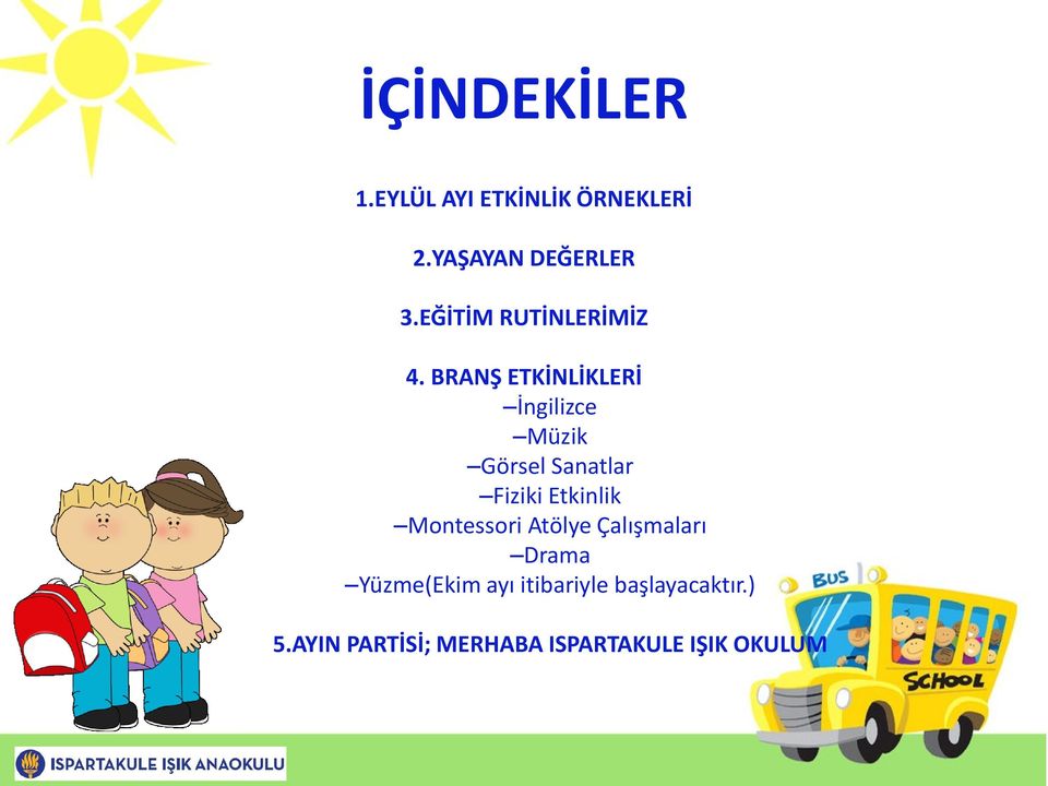 BRANŞ ETKİNLİKLERİ İngilizce Müzik Görsel Sanatlar Fiziki Etkinlik