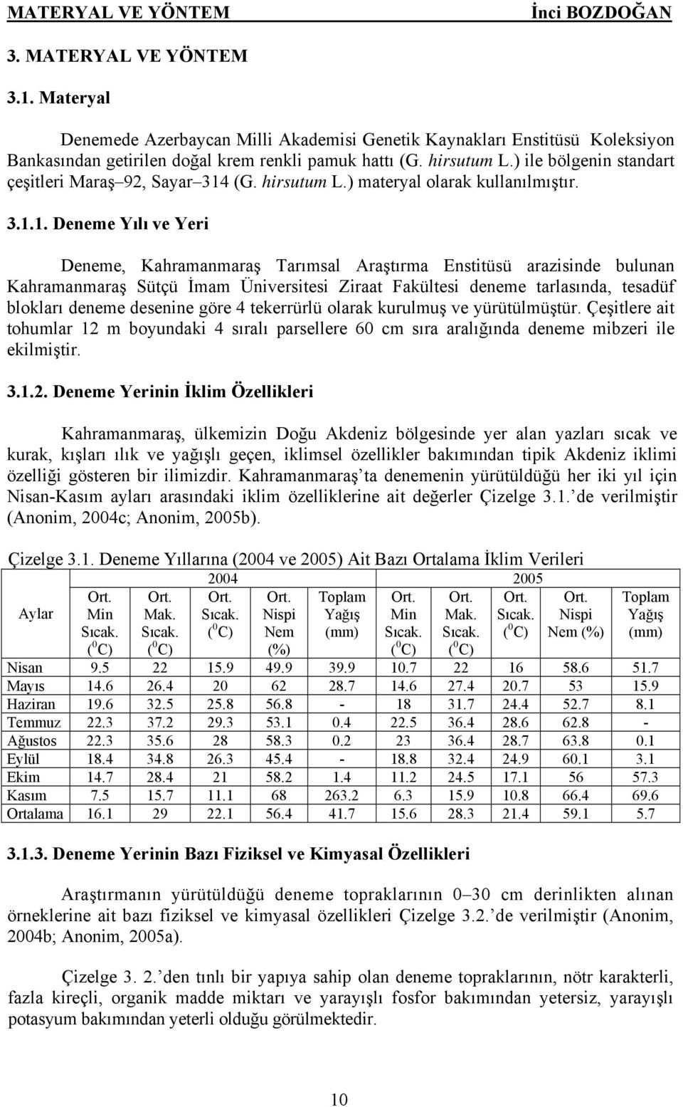 (G. hirsutum L.) materyal olarak kullanılmıştır. 3.1.