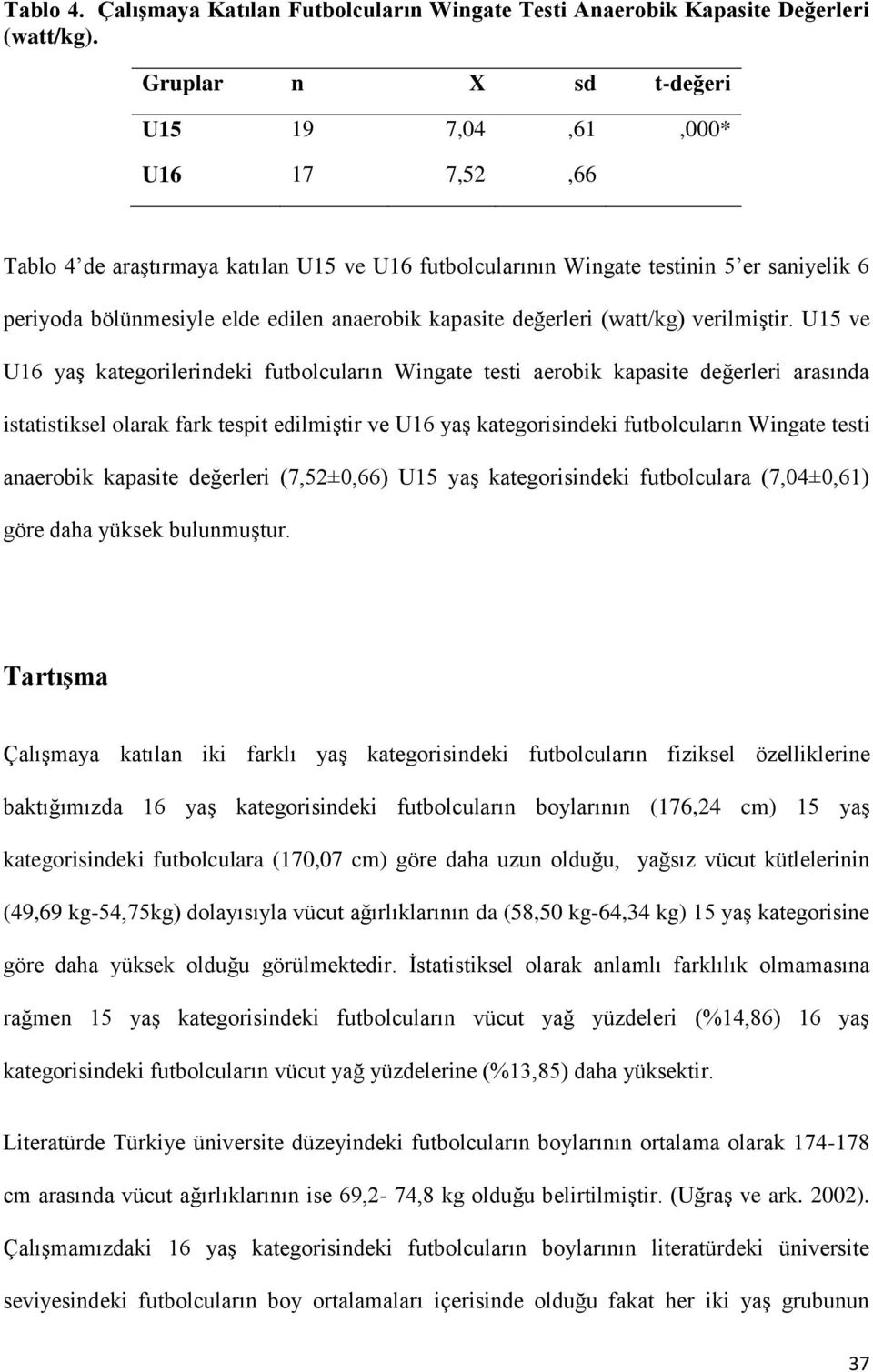 (watt/kg) verilmiştir.