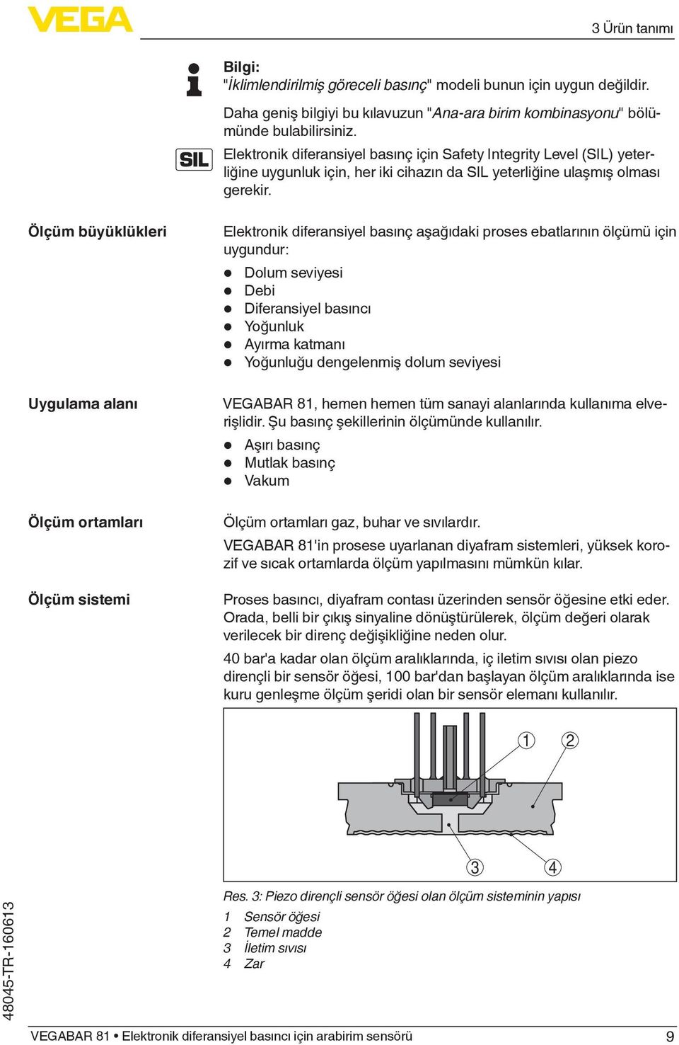 Ölçüm büyüklükleri Uygulama alanı Ölçüm ortamları Ölçüm sistemi Elektronik diferansiyel basınç aşağıdaki proses ebatlarının ölçümü için uygundur: Dolum seviyesi Debi Diferansiyel basıncı Yoğunluk