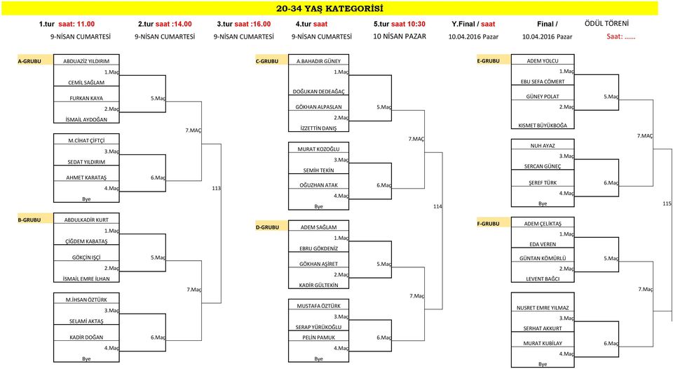 BAHADIR GÜNEY E-GRUBU ADEM YOLCU CEMİL SAĞLAM EBU SEFA CÖMERT FURKAN KAYA İSMAİL AYDOĞAN M.