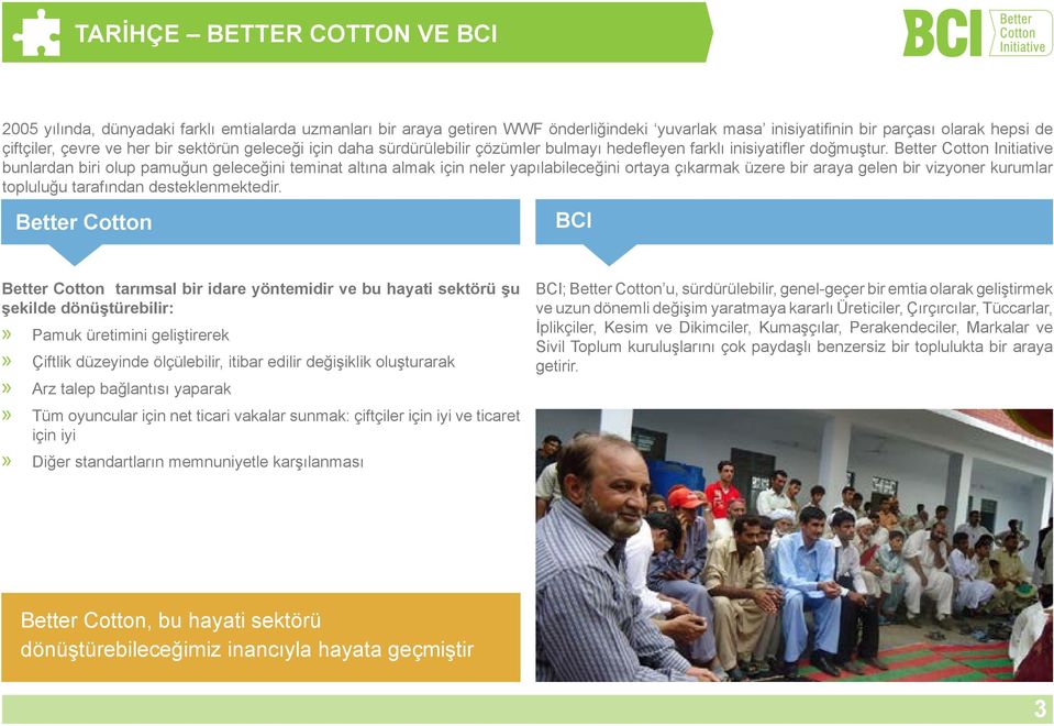 Better Cotton Initiative bunlardan biri olup pamuğun geleceğini teminat altına almak için neler yapılabileceğini ortaya çıkarmak üzere bir araya gelen bir vizyoner kurumlar topluluğu tarafından