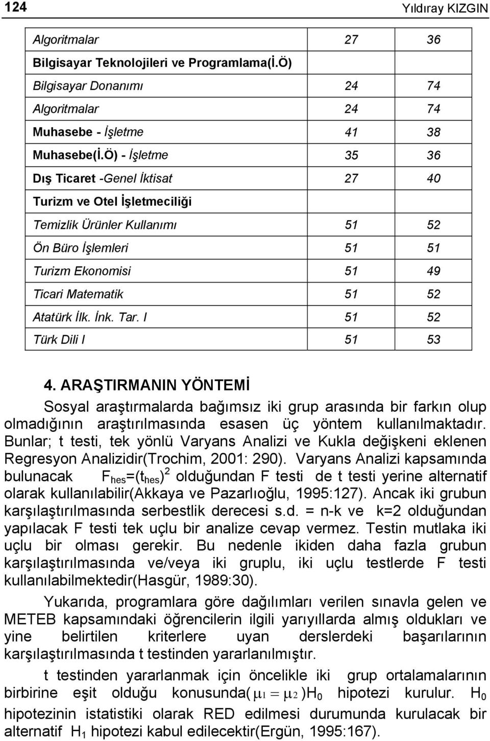 İnk. Tar. I 51 52 Türk Dili I 51 53 4. ARAŞTIRMANIN YÖNTEMİ Sosyal araştırmalarda bağımsız iki grup arasında bir farkın olup olmadığının araştırılmasında esasen üç yöntem kullanılmaktadır.