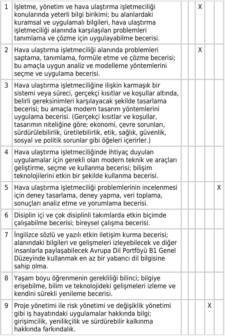 2 Hava ulaştırma işletmeciliği alanında problemleri saptama, tanımlama, formüle etme ve çözme becerisi; bu amaçla uygun analiz ve modelleme yöntemlerini seçme ve uygulama becerisi.