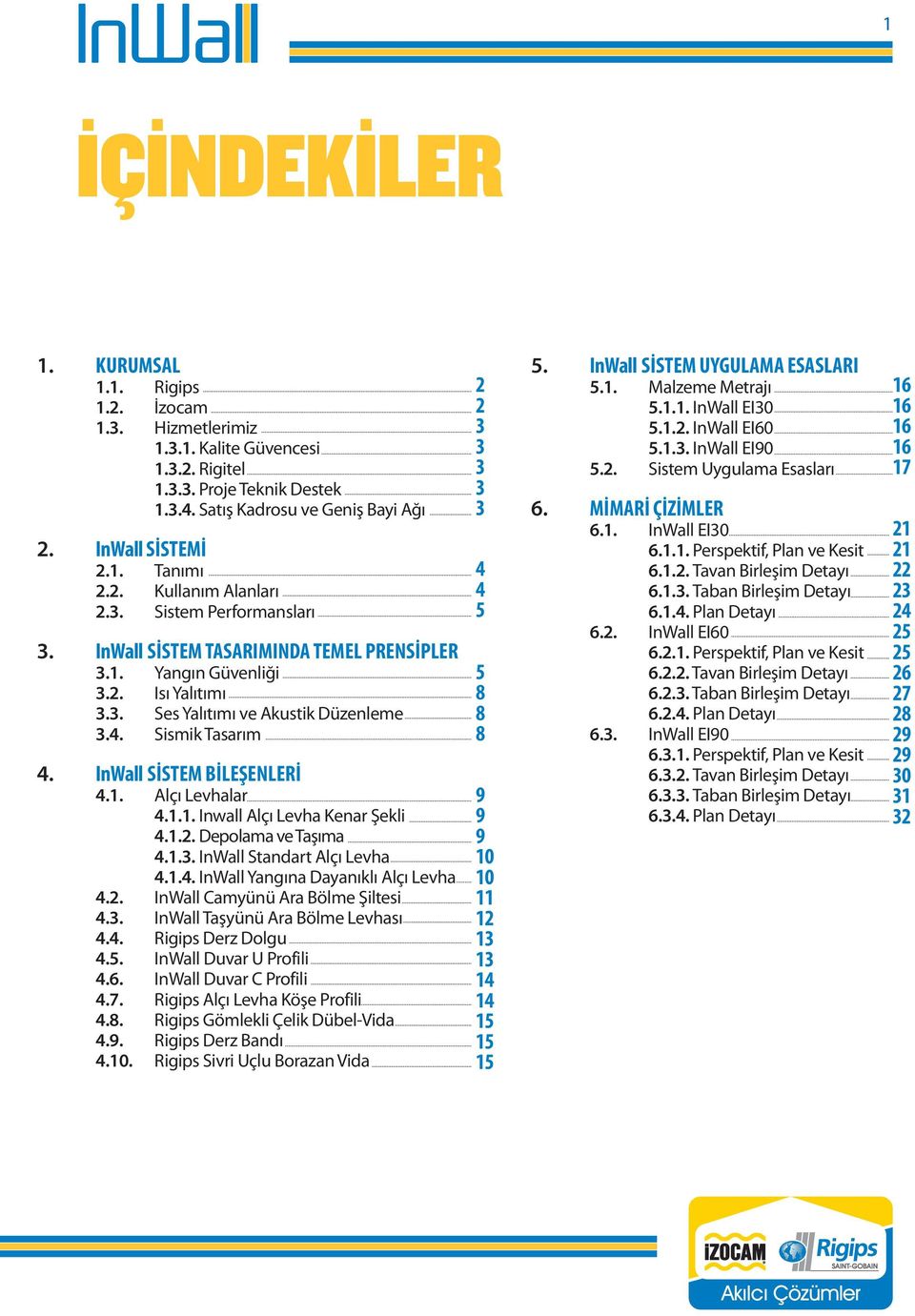 InWall Sistem Bileşenleri 4.1. Alçı Levhalar 4.1.1. Inwall Alçı Levha Kenar Şekli 4.1.2. Depolama ve Taşıma 4.1.3. InWall Standart Alçı Levha 4.1.4. InWall Yangına Dayanıklı Alçı Levha 4.2. InWall Camyünü Ara Bölme Şiltesi 4.