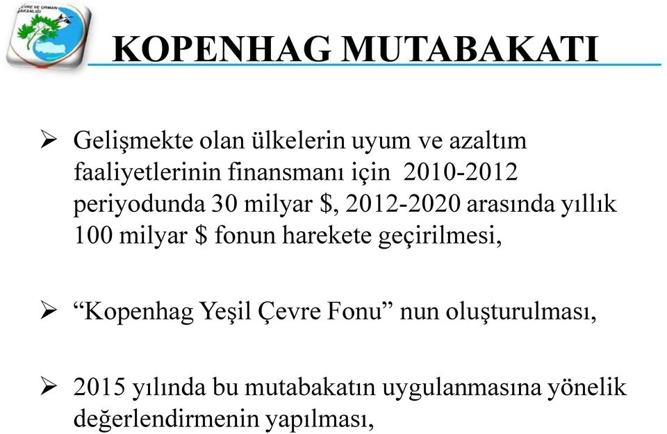 100 milyar $ fonun harekete geçirilmesi, Kopenhag Yeşil Çevre Fonu nun