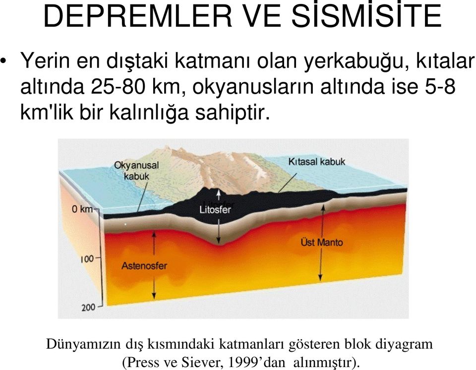 5-8 km'lik bir kalınlığa sahiptir.