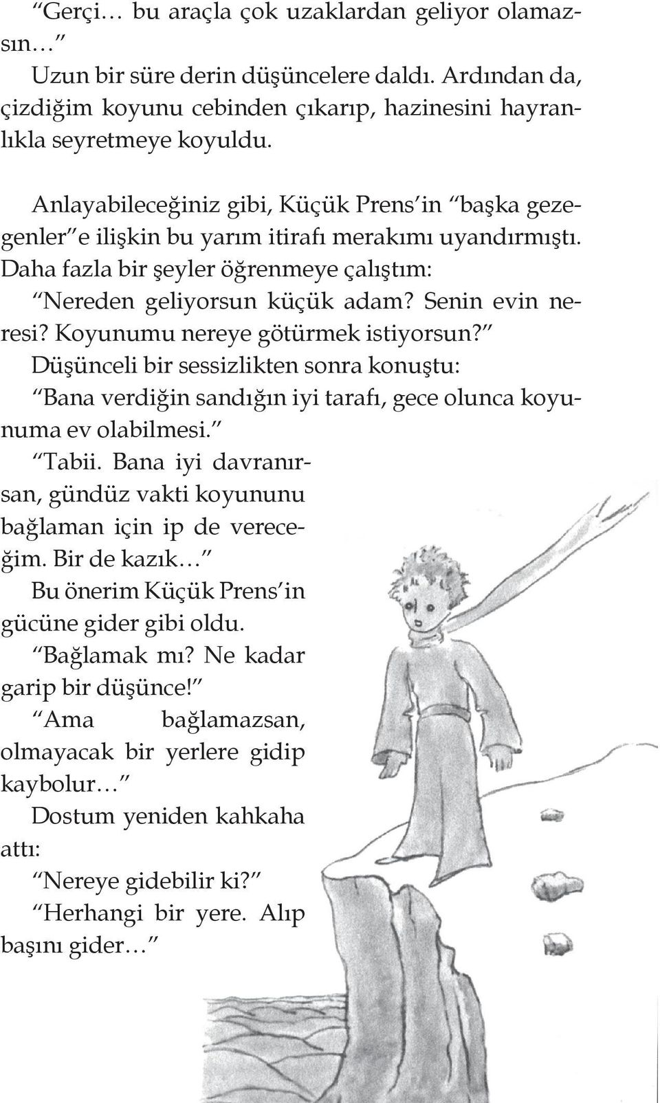 Koyunumu nereye götürmek istiyorsun? Düşünceli bir sessizlikten sonra konuştu: Bana verdiğin sandığın iyi tarafı, gece olunca koyunuma ev olabilmesi. Tabii.