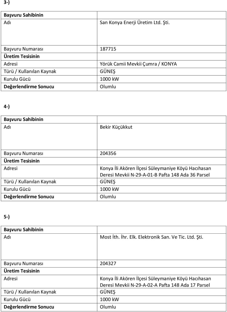 İli Akören İlçesi Süleymaniye Köyü Hacıhasan Deresi Mevkii N-29-A-01-B Pafta 148 Ada 36 Parsel 5-) Most