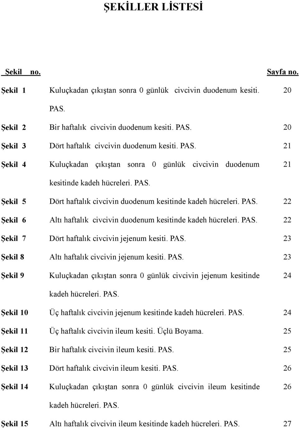 PAS. 22 Şekil 7 Dört haftalık civcivin jejenum kesiti. PAS. 23 Şekil 8 Altı haftalık civcivin jejenum kesiti. PAS. 23 Şekil 9 Kuluçkadan çıkıştan sonra 0 günlük civcivin jejenum kesitinde kadeh hücreleri.