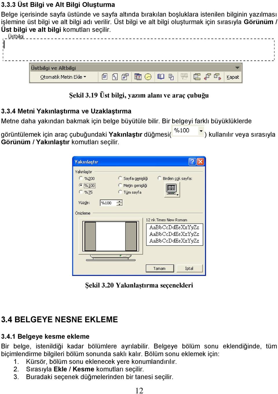 19 Üst bilgi, yazım alanı ve araç çubuğu Metne daha yakından bakmak için belge büyütüle bilir.