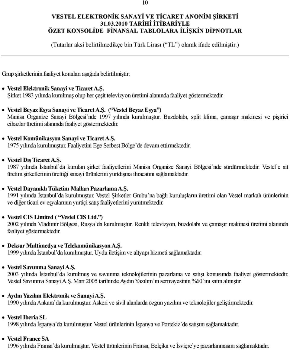 Buzdolabı, split klima, çamaşır makinesi ve pişirici cihazlar üretimi alanında faaliyet göstermektedir. Vestel Komünikasyon Sanayi ve Ticaret A.Ş. 1975 yılında kurulmuştur.