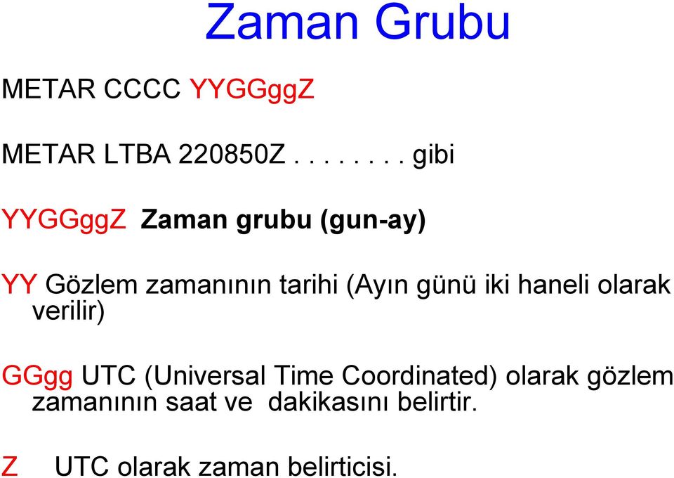 (Ayın günü iki haneli olarak verilir) GGgg UTC (Universal Time