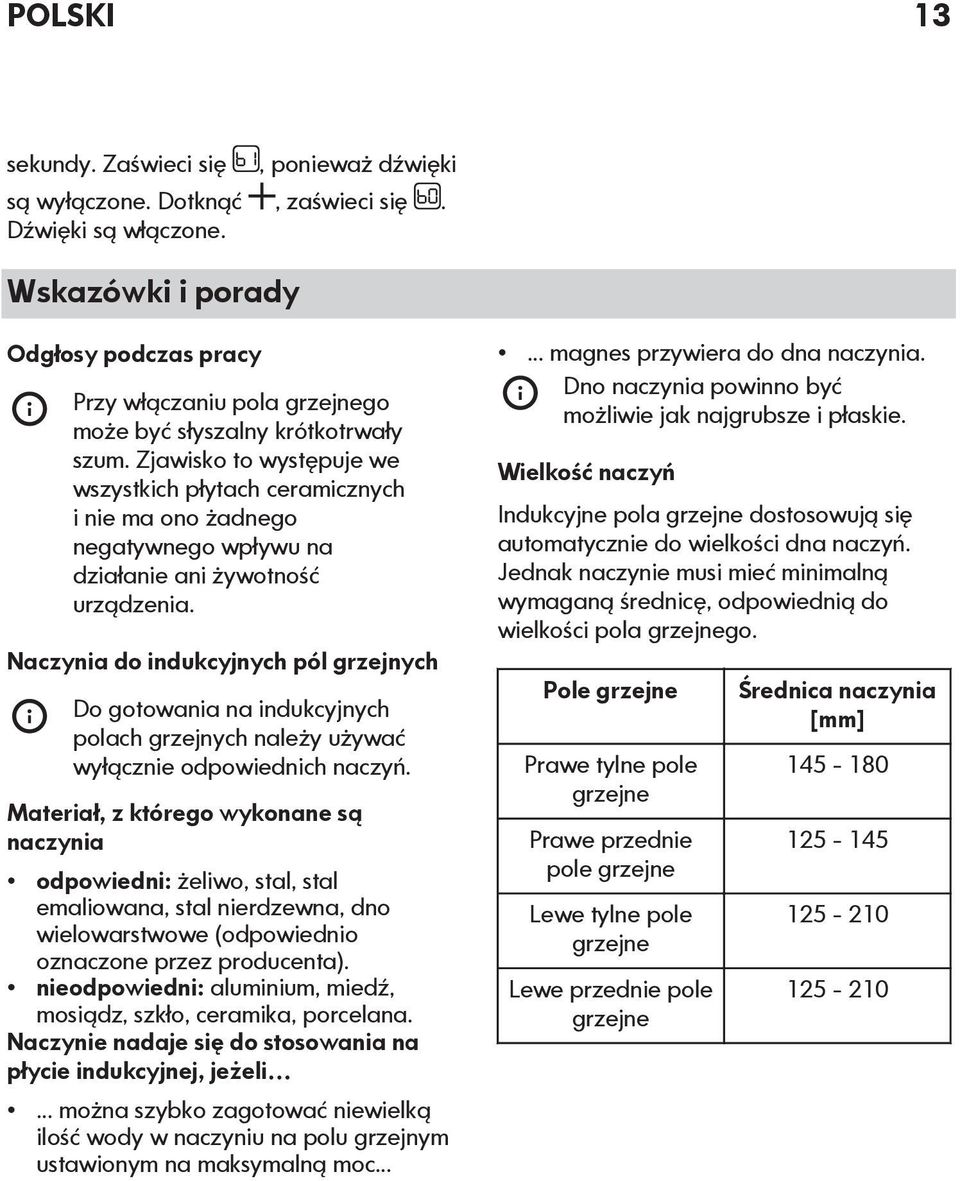 Zjawisko to występuje we wszystkich płytach ceramicznych i nie ma ono żadnego negatywnego wpływu na działanie ani żywotność urządzenia.