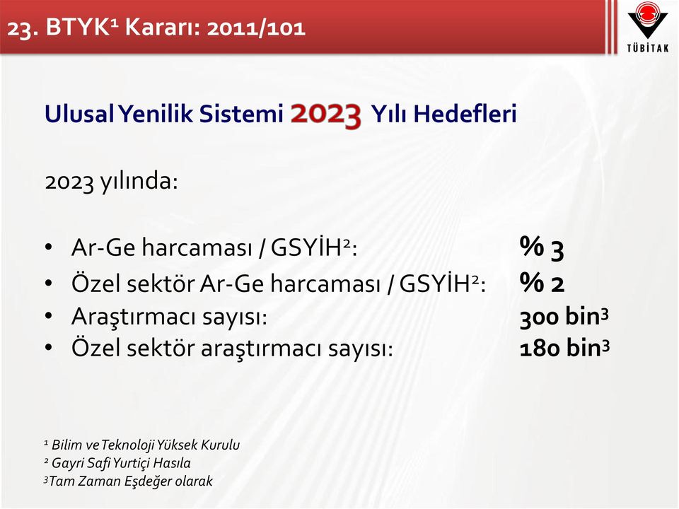 Araştırmacı sayısı: 300 bin 3 Özel sektör araştırmacı sayısı: 180 bin 3 1 Bilim