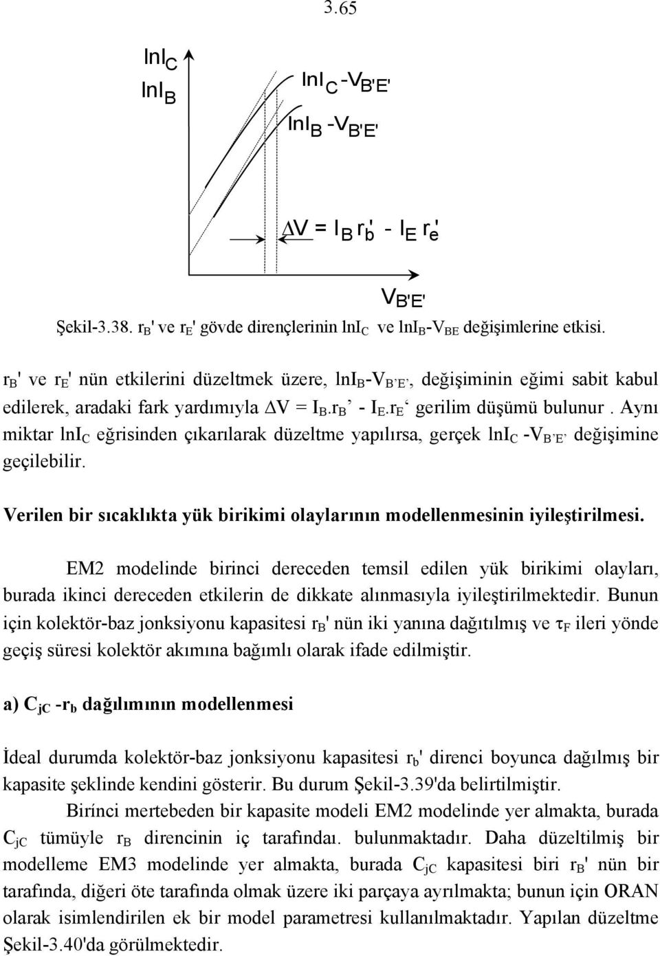 ynı miktar ln eğrisinden çıkarılarak düzeltme yapılırsa, gerçek ln -V E değişimine geçilebilir. Verilen bir sıcaklıkta yük birikimi olaylarının modellenmesinin iyileştirilmesi.