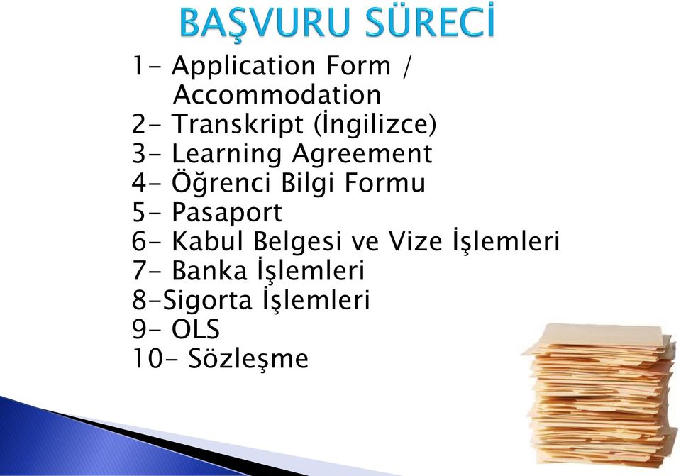 Formu 5- Pasaport 6- Kabul Belgesi ve Vize İşlemleri