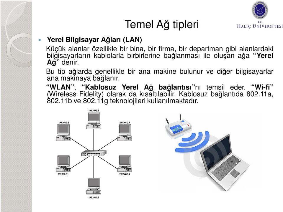 Bu tip ağlarda genellikle bir ana makine bulunur ve diğer bilgisayarlar ana makinaya bağlanır.