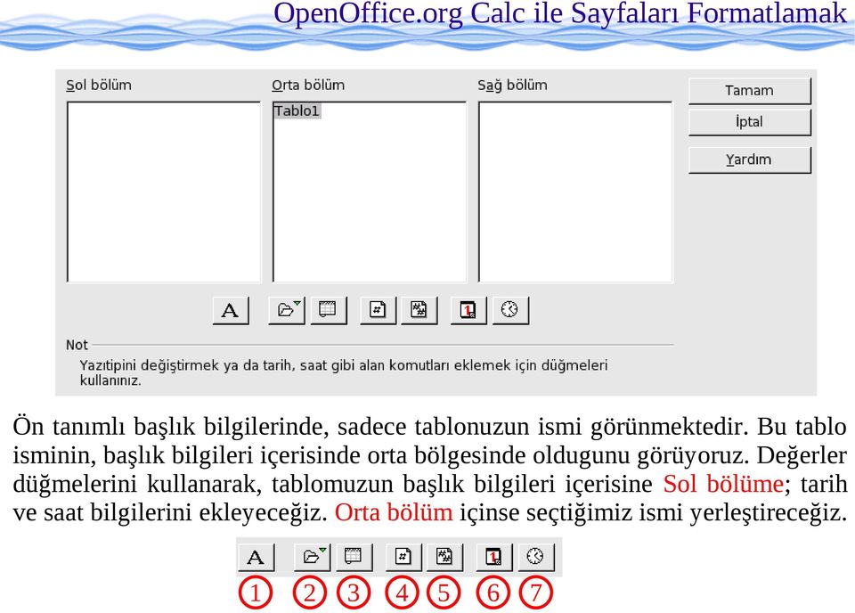 görünmektedir. Bu tablo isminin, başlık bilgileri içerisinde orta bölgesinde oldugunu görüyoruz.