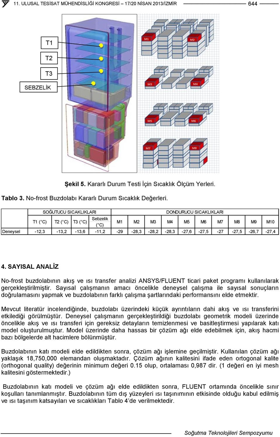 SAYISAL ANALİZ No-frost buzdolabının akış ve ısı transfer analizi ANSYS/FLUENT ticari paket programı kullanılarak gerçekleştirilmiştir.