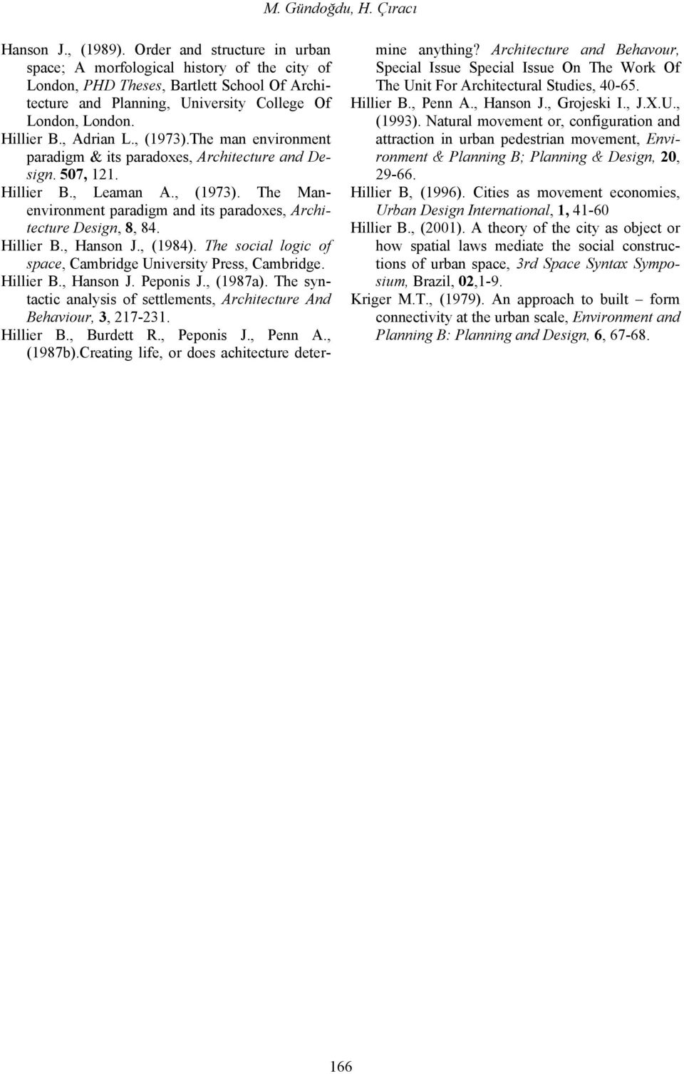 , (1973).The man environment paradigm & its paradoxes, Architecture and Design. 507, 121. Hillier B., Leaman A., (1973). The Manenvironment paradigm and its paradoxes, Architecture Design, 8, 84.