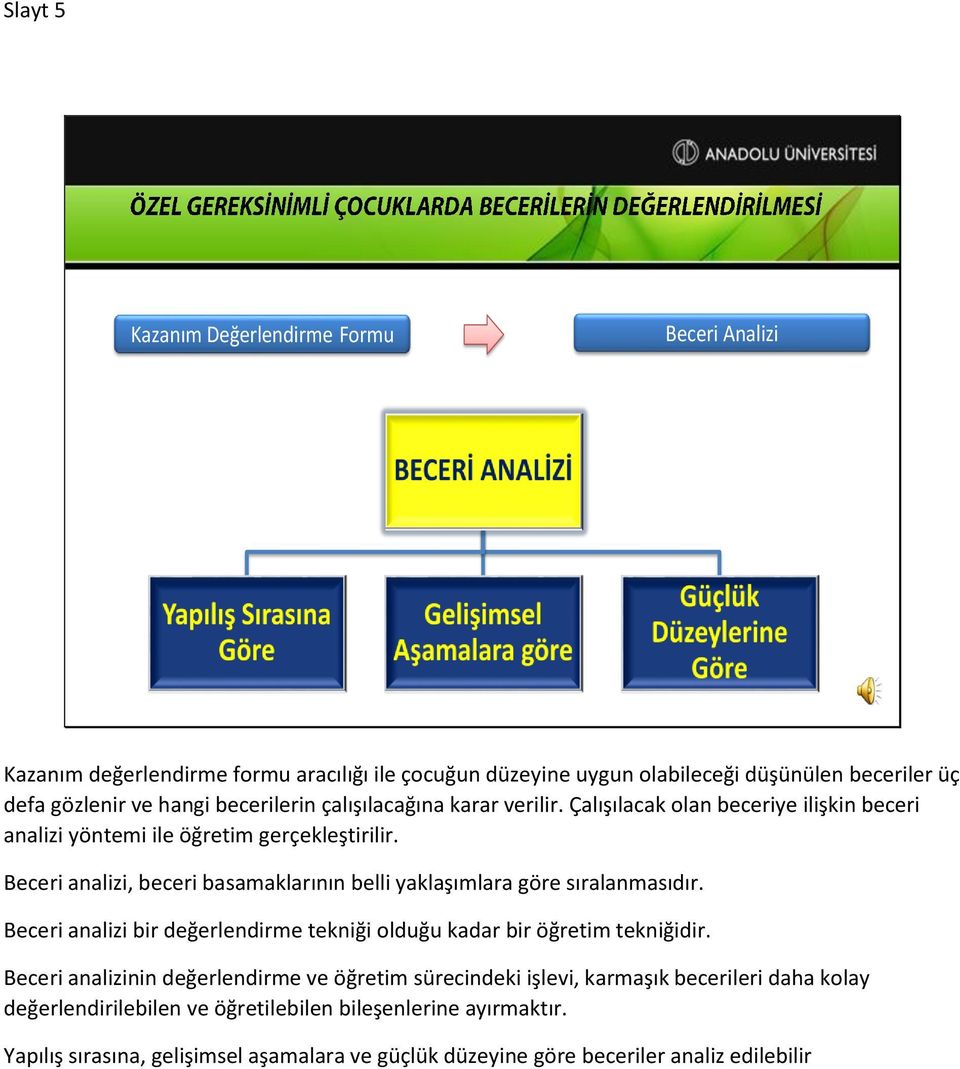 Beceri analizi, beceri basamaklarının belli yaklaşımlara göre sıralanmasıdır. Beceri analizi bir değerlendirme tekniği olduğu kadar bir öğretim tekniğidir.