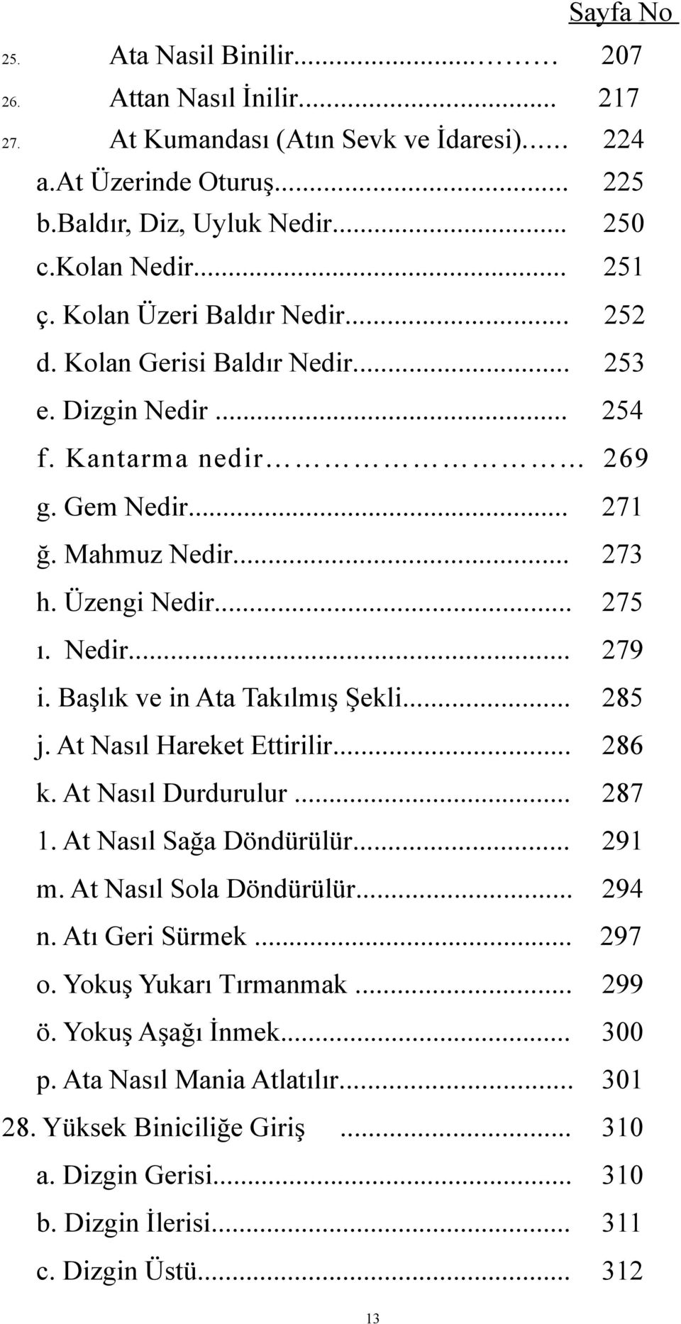 Başlık ve in Ata Takılmış Şekli... 285 j. At Nasıl Hareket Ettirilir... 286 k. At Nasıl Durdurulur... 287 1. At Nasıl Sağa Döndürülür... 291 m. At Nasıl Sola Döndürülür... 294 n. Atı Geri Sürmek.