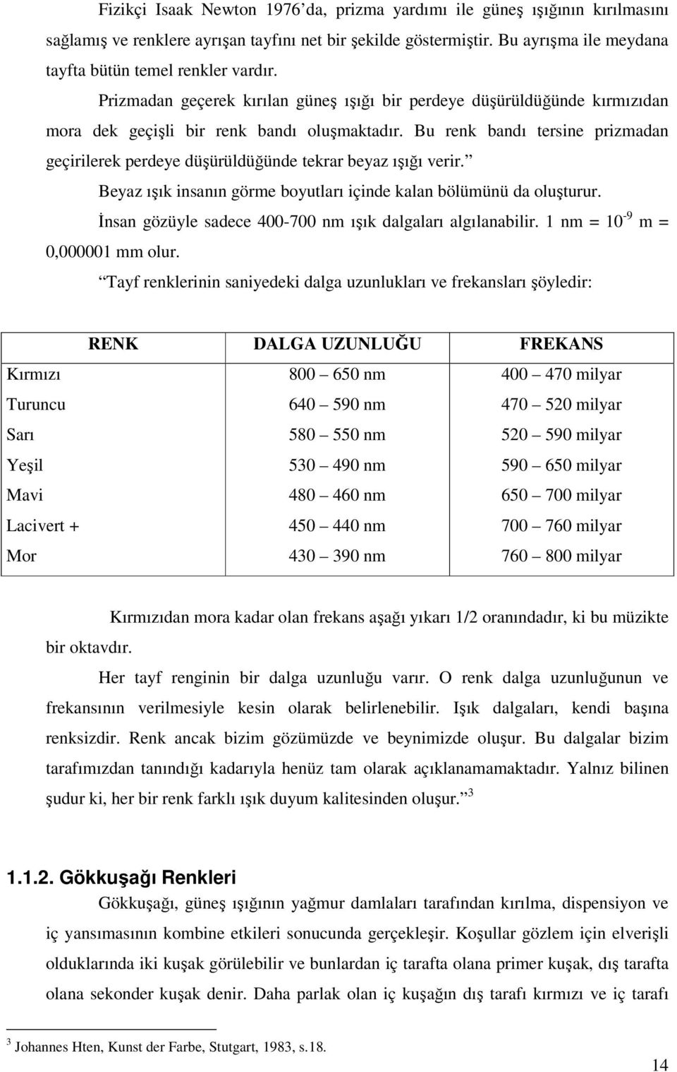 Bu renk bandı tersine prizmadan geçirilerek perdeye düşürüldüğünde tekrar beyaz ışığı verir. Beyaz ışık insanın görme boyutları içinde kalan bölümünü da oluşturur.