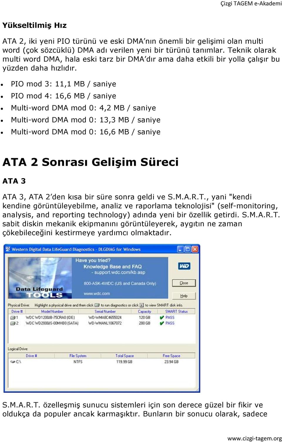 PIO mod 3: 11,1 MB / saniye PIO mod 4: 16,6 MB / saniye Multi-word DMA mod 0: 4,2 MB / saniye Multi-word DMA mod 0: 13,3 MB / saniye Multi-word DMA mod 0: 16,6 MB / saniye ATA 2 Sonrası Gelişim