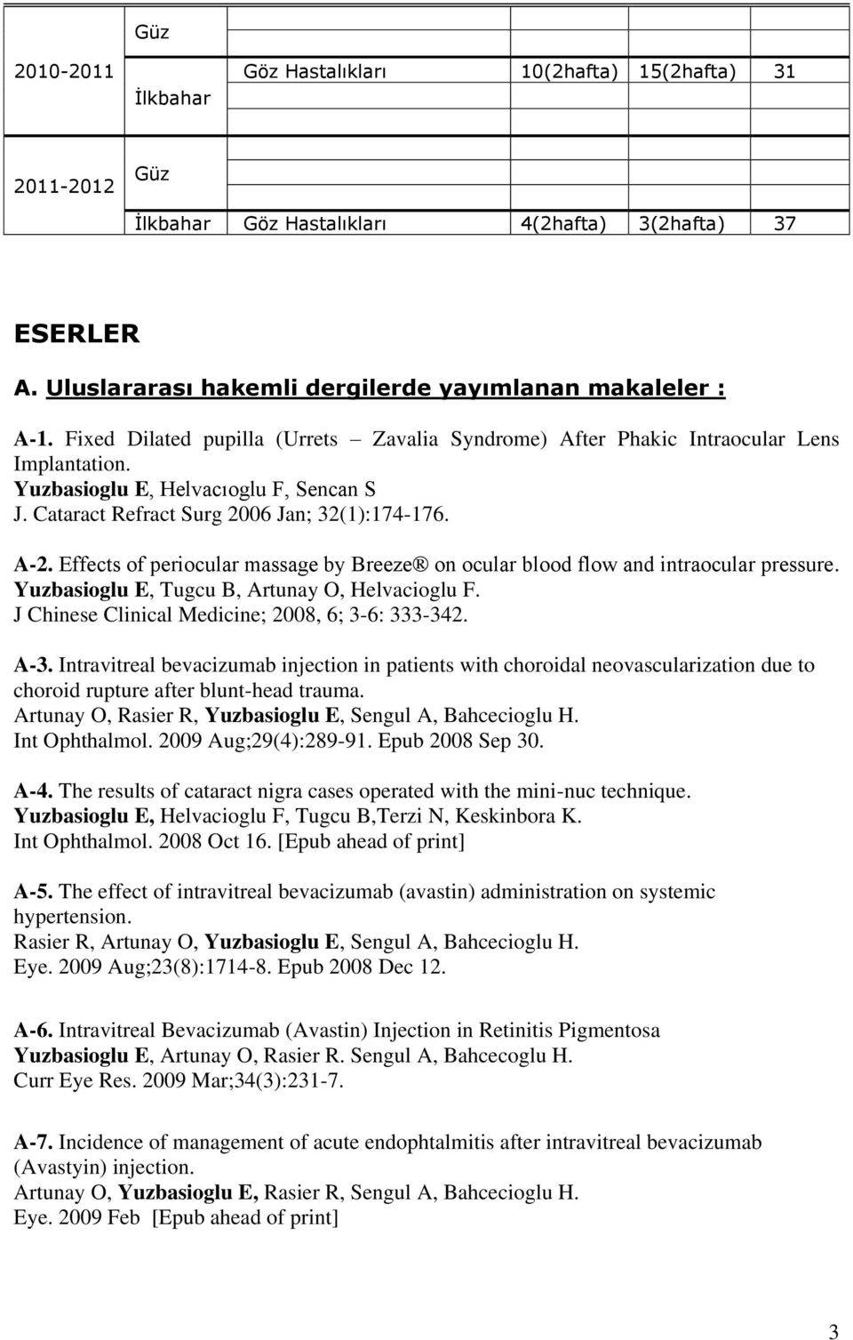 Effects of periocular massage by Breeze on ocular blood flow and intraocular pressure. Yuzbasioglu E, Tugcu B, Artunay O, Helvacioglu F. J Chinese Clinical Medicine; 2008, 6; 3-6: 333-342. A-3.