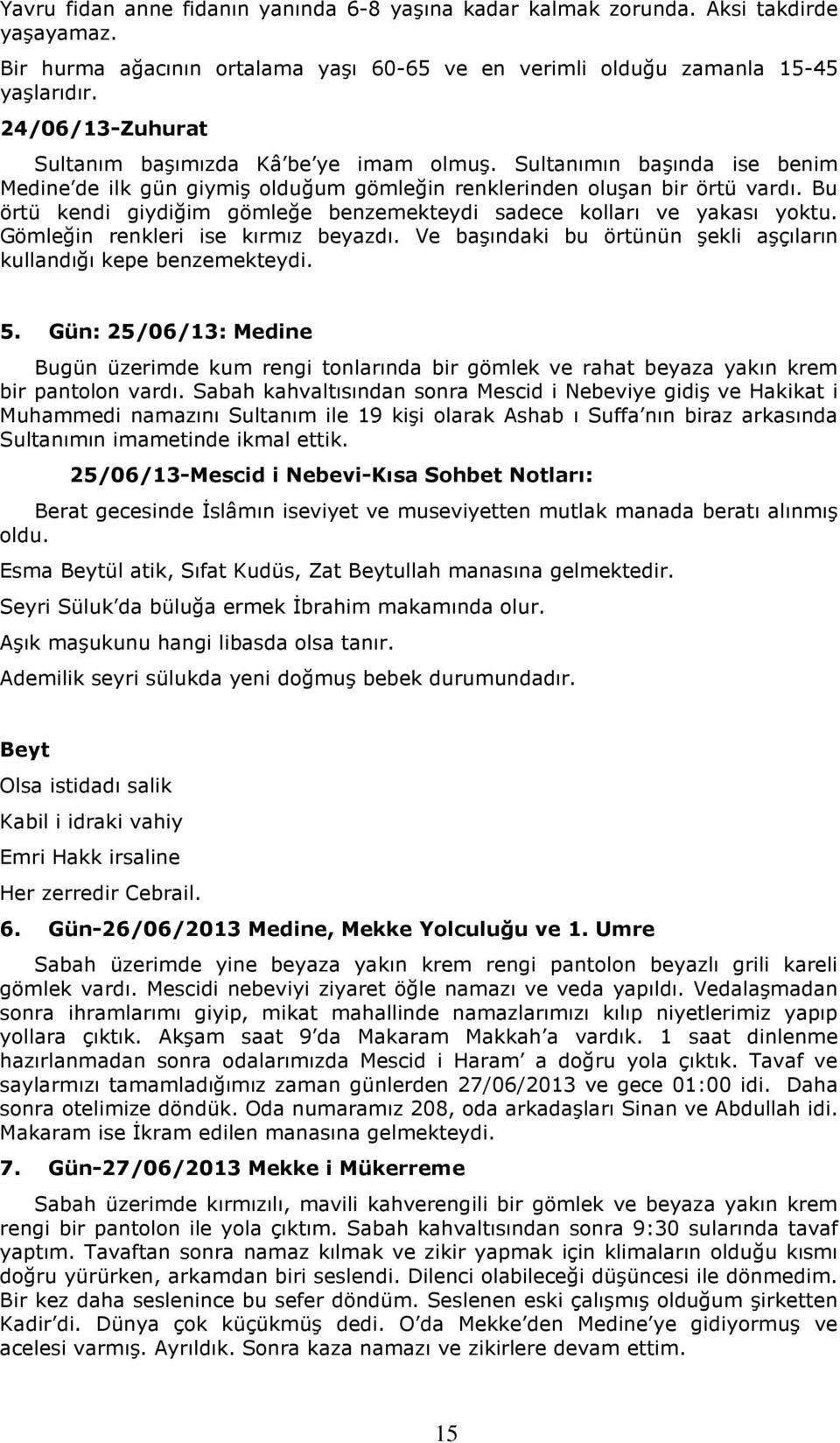 Bu örtü kendi giydiğim gömleğe benzemekteydi sadece kolları ve yakası yoktu. Gömleğin renkleri ise kırmız beyazdı. Ve başındaki bu örtünün şekli aşçıların kullandığı kepe benzemekteydi. 5.