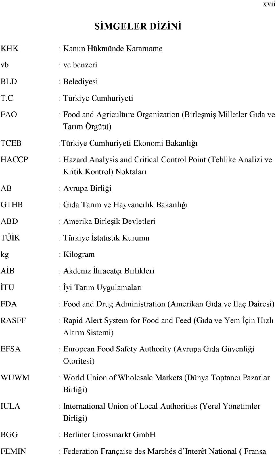 (Birleşmiş Milletler Gıda ve Tarım Örgütü) :Türkiye Cumhuriyeti Ekonomi Bakanlığı : Hazard Analysis and Critical Control Point (Tehlike Analizi ve Kritik Kontrol) Noktaları : Avrupa Birliği : Gıda