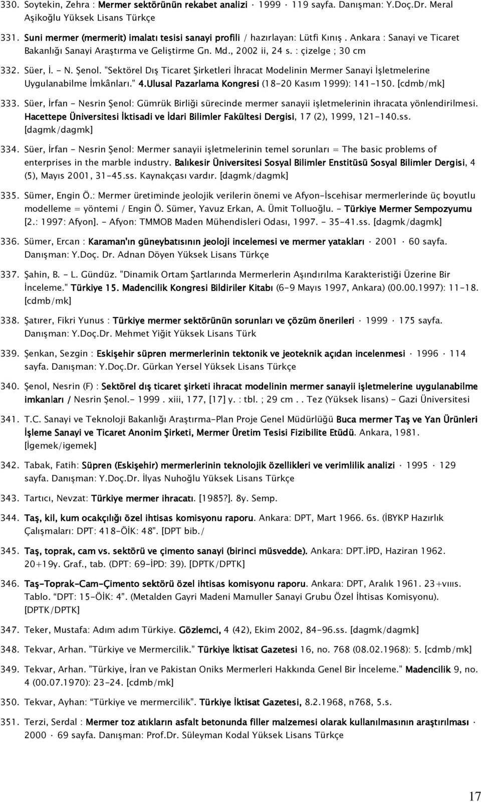 Süer, İ. - N. Şenol. "Sektörel Dış Ticaret Şirketleri İhracat Modelinin Mermer Sanayi İşletmelerine Uygulanabilme İmkânları." 4.Ulusal Pazarlama Kongresi (18-20 Kasım 1999): 141-150. 333.