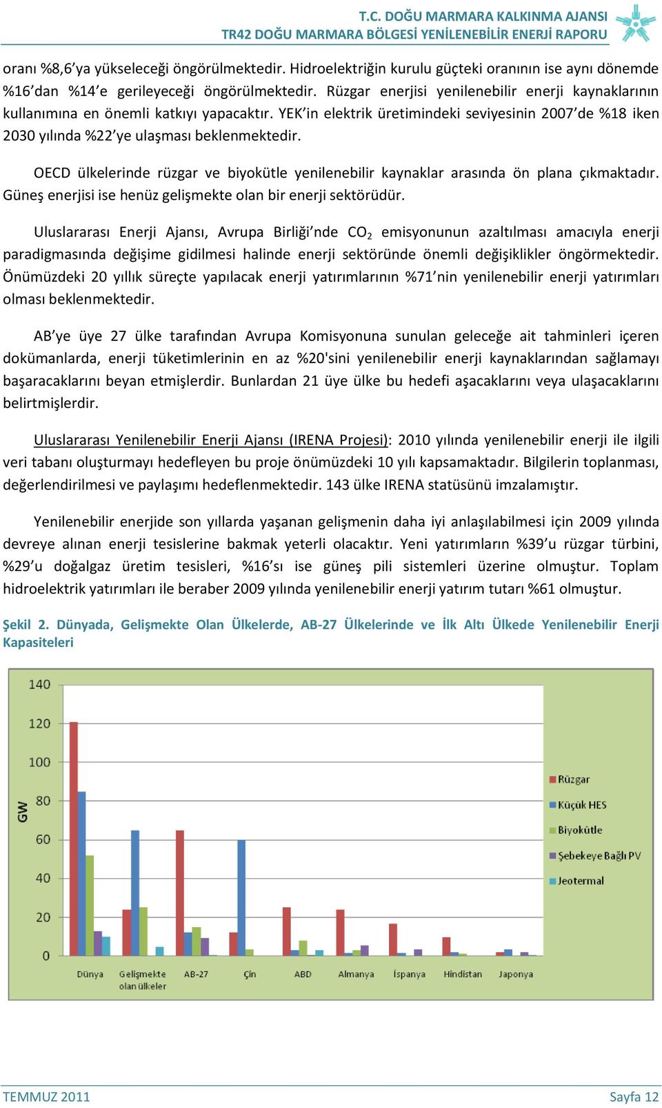 OECD ülkelerinde rüzgar ve biyokütle yenilenebilir kaynaklar arasında ön plana çıkmaktadır. Güneş enerjisi ise henüz gelişmekte olan bir enerji sektörüdür.