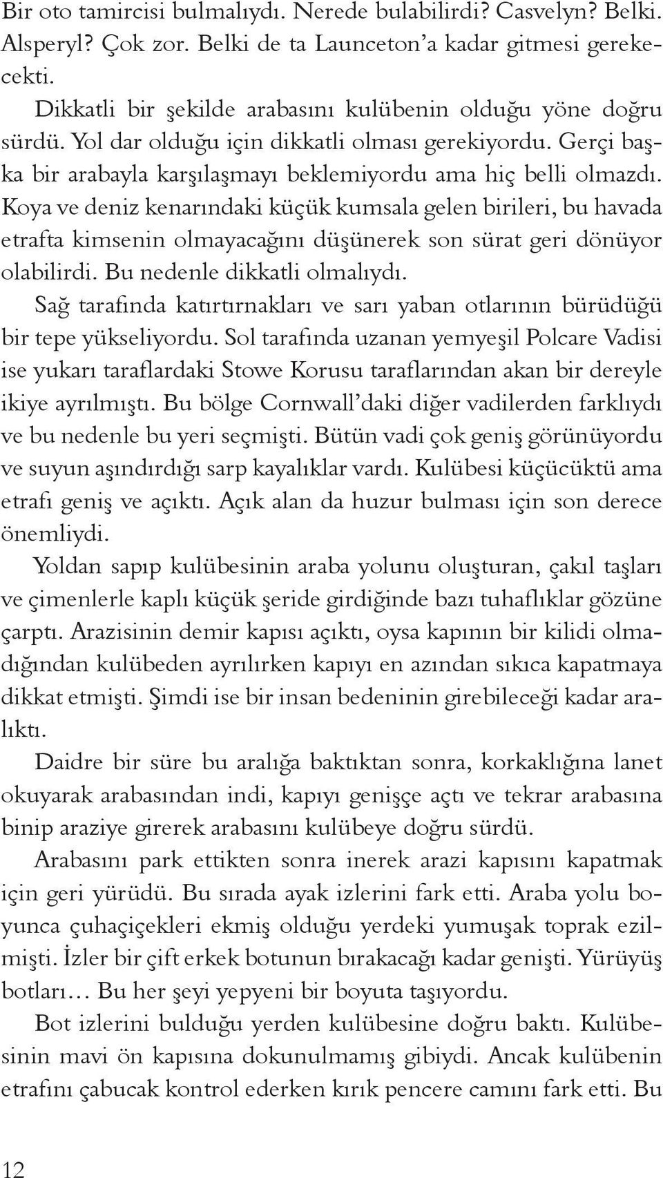 Koya ve deniz kenarındaki küçük kumsala gelen birileri, bu havada etrafta kimsenin olmayacağını düşünerek son sürat geri dönüyor olabilirdi. Bu nedenle dikkatli olmalıydı.