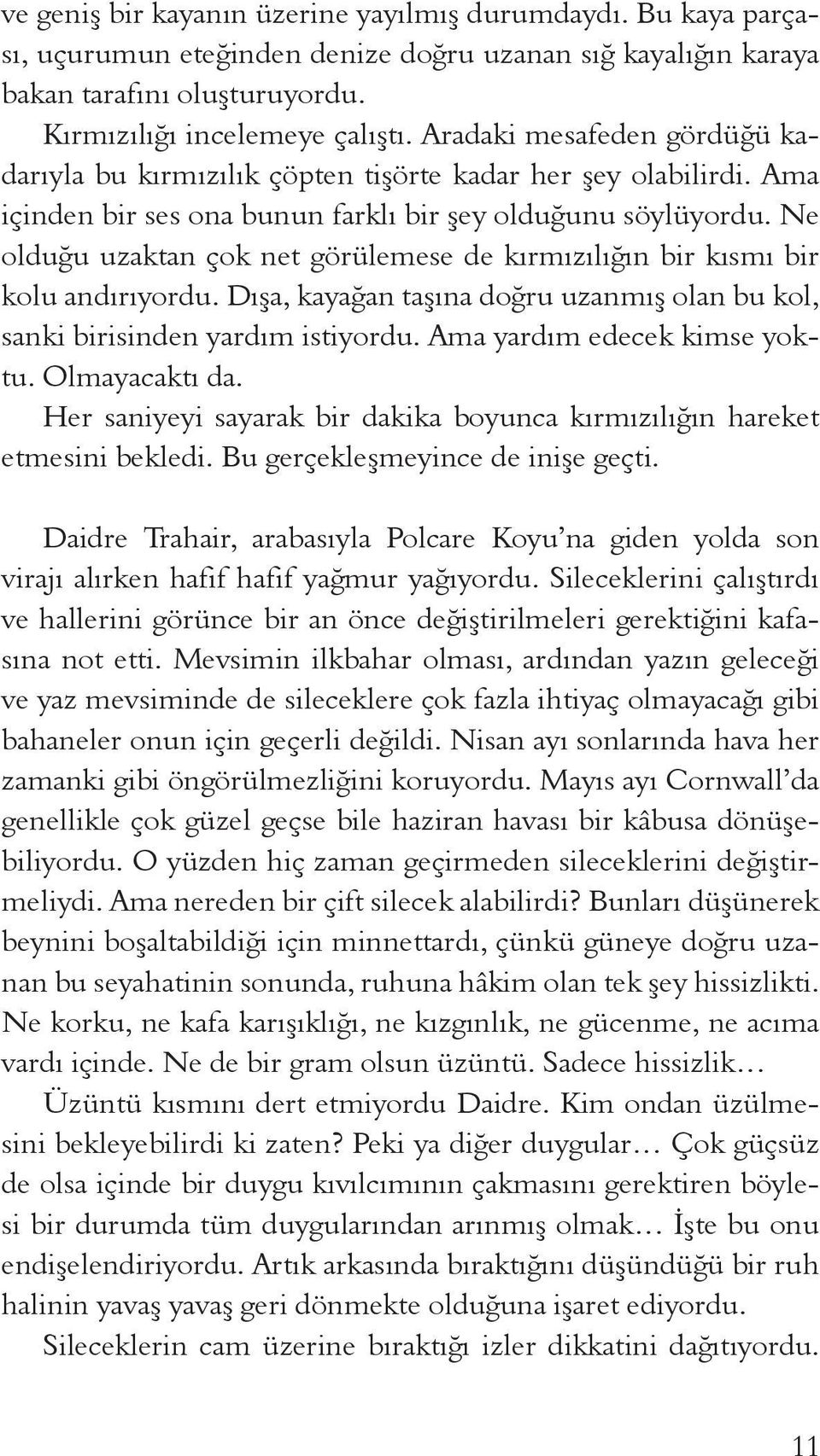 Ne olduğu uzaktan çok net görülemese de kırmızılığın bir kısmı bir kolu andırıyordu. Dışa, kayağan taşına doğru uzanmış olan bu kol, sanki birisinden yardım istiyordu. Ama yardım edecek kimse yoktu.