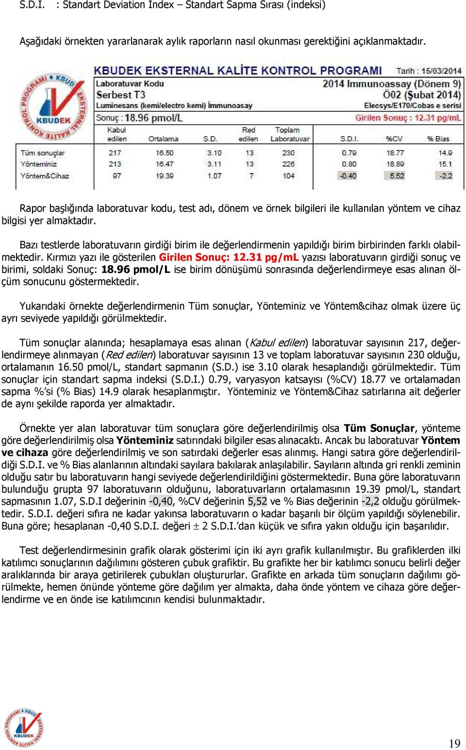 Bazı testlerde laboratuvarın girdiği birim ile değerlendirmenin yapıldığı birim birbirinden farklı olabilmektedir. Kırmızı yazı ile gösterilen Girilen Sonuç: 12.