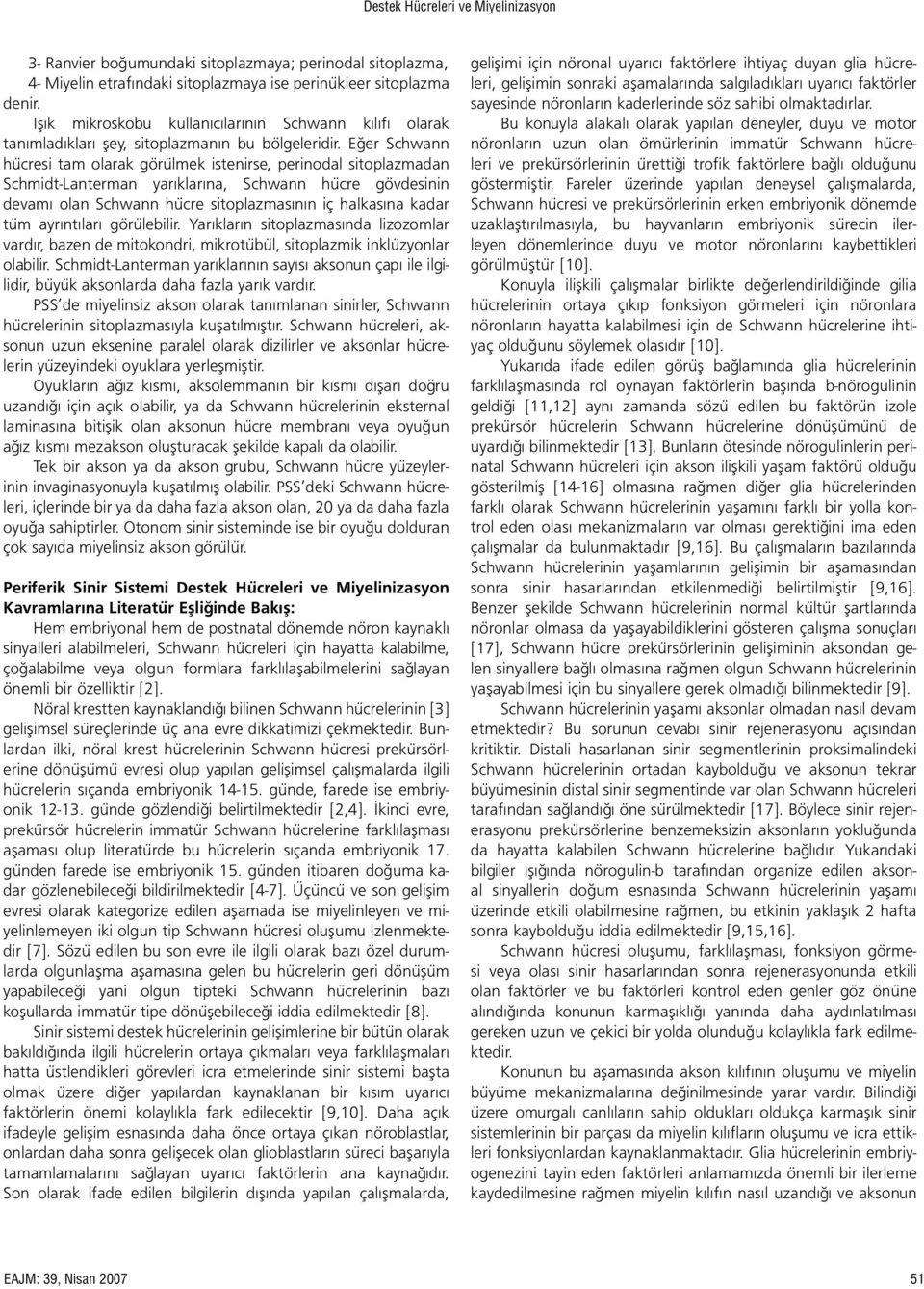 Eğer Schwann hücresi tam olarak görülmek istenirse, perinodal sitoplazmadan Schmidt-Lanterman yarıklarına, Schwann hücre gövdesinin devamı olan Schwann hücre sitoplazmasının iç halkasına kadar tüm