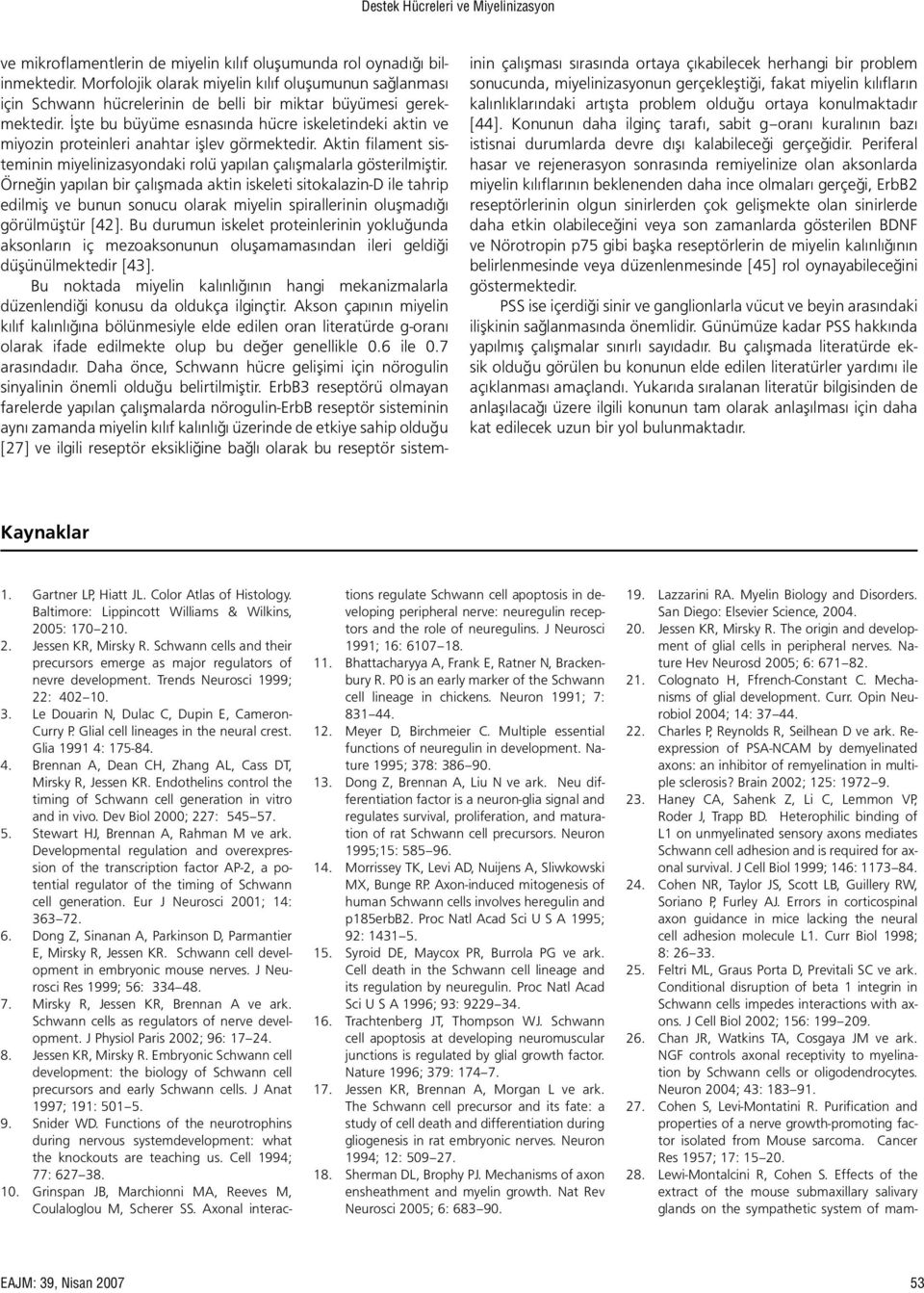 İşte bu büyüme esnasında hücre iskeletindeki aktin ve miyozin proteinleri anahtar işlev görmektedir. Aktin filament sisteminin miyelinizasyondaki rolü yapılan çalışmalarla gösterilmiştir.