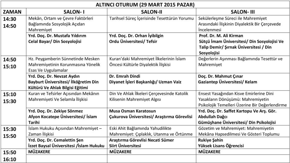 Nevzat Aydın Bayburt Üniversitesi/ İlköğretim Din Kültürü Ve Ahlak Bilgisi Eğitimi Kuran ve Tefsirler Açısından Mekânın Mahremiyeti Ve Selamla İlişkisi Yrd. Doç. Dr.