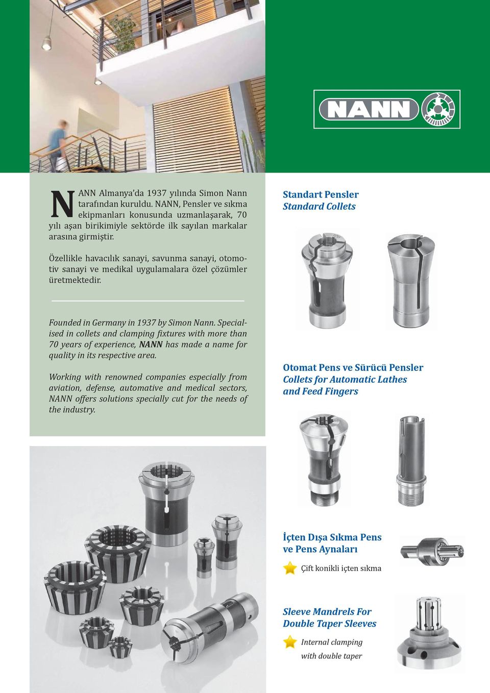 Specialised in collets and clamping ixtures with more than 70 years of experience, NANN has made a name for quality in its respective area.