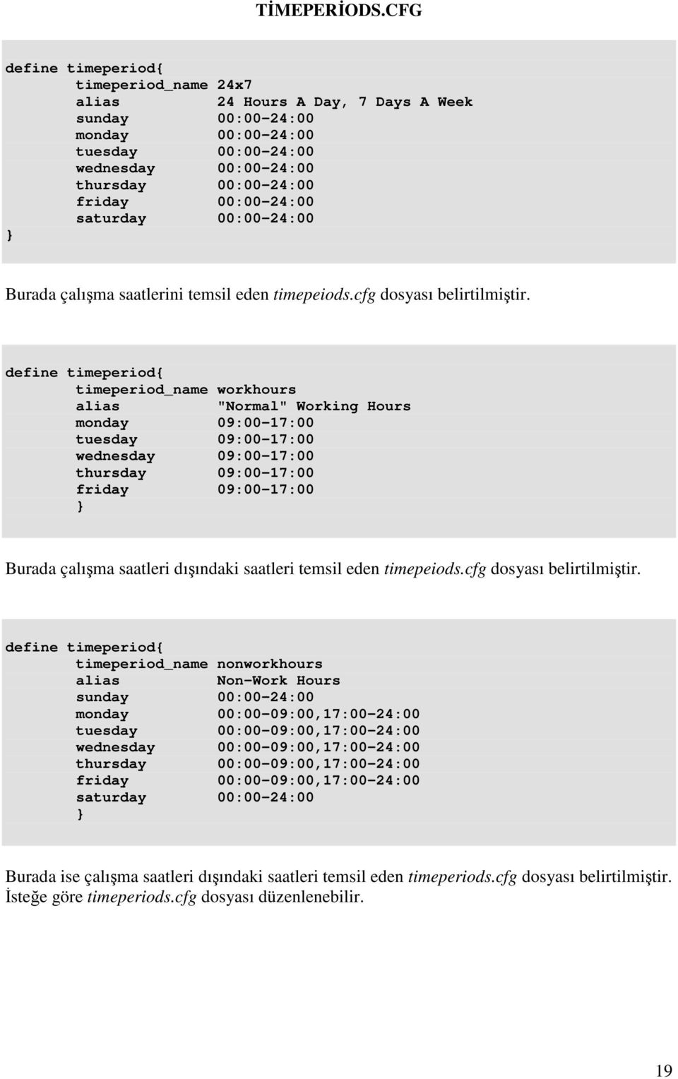 saturday 00:00-24:00 Burada çalışma saatlerini temsil eden timepeiods.cfg dosyası belirtilmiştir.