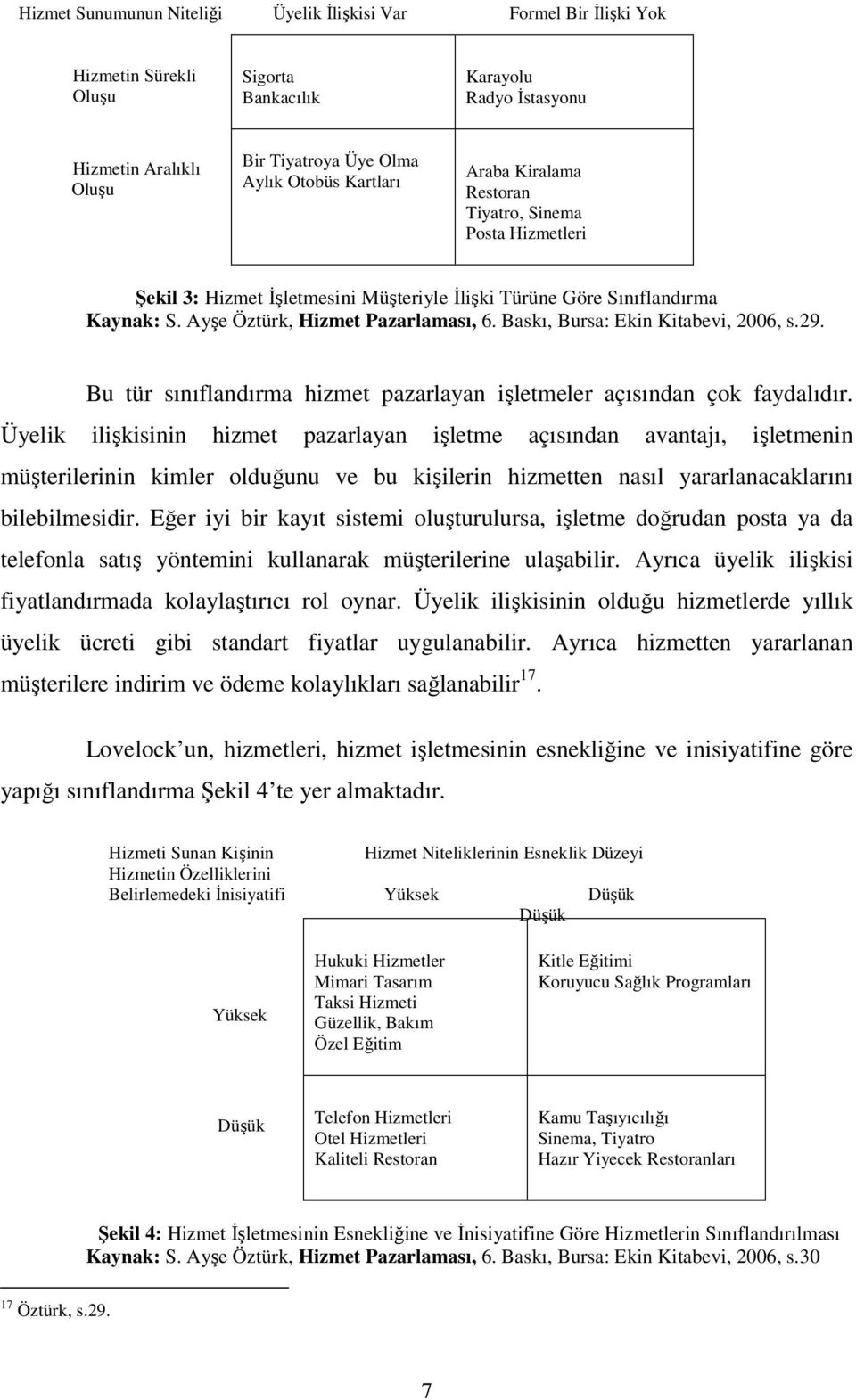 Baskı, Bursa: Ekin Kitabevi, 2006, s.29. Bu tür sınıflandırma hizmet pazarlayan işletmeler açısından çok faydalıdır.