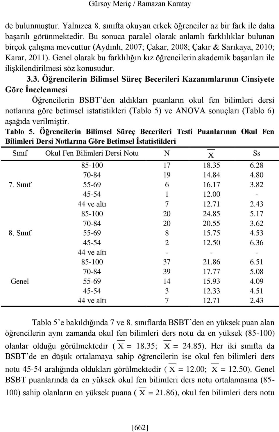 Genel olarak bu farklılığın kız öğrencilerin akademik başarıları ile ilişkilendirilmesi söz konusudur. 3.