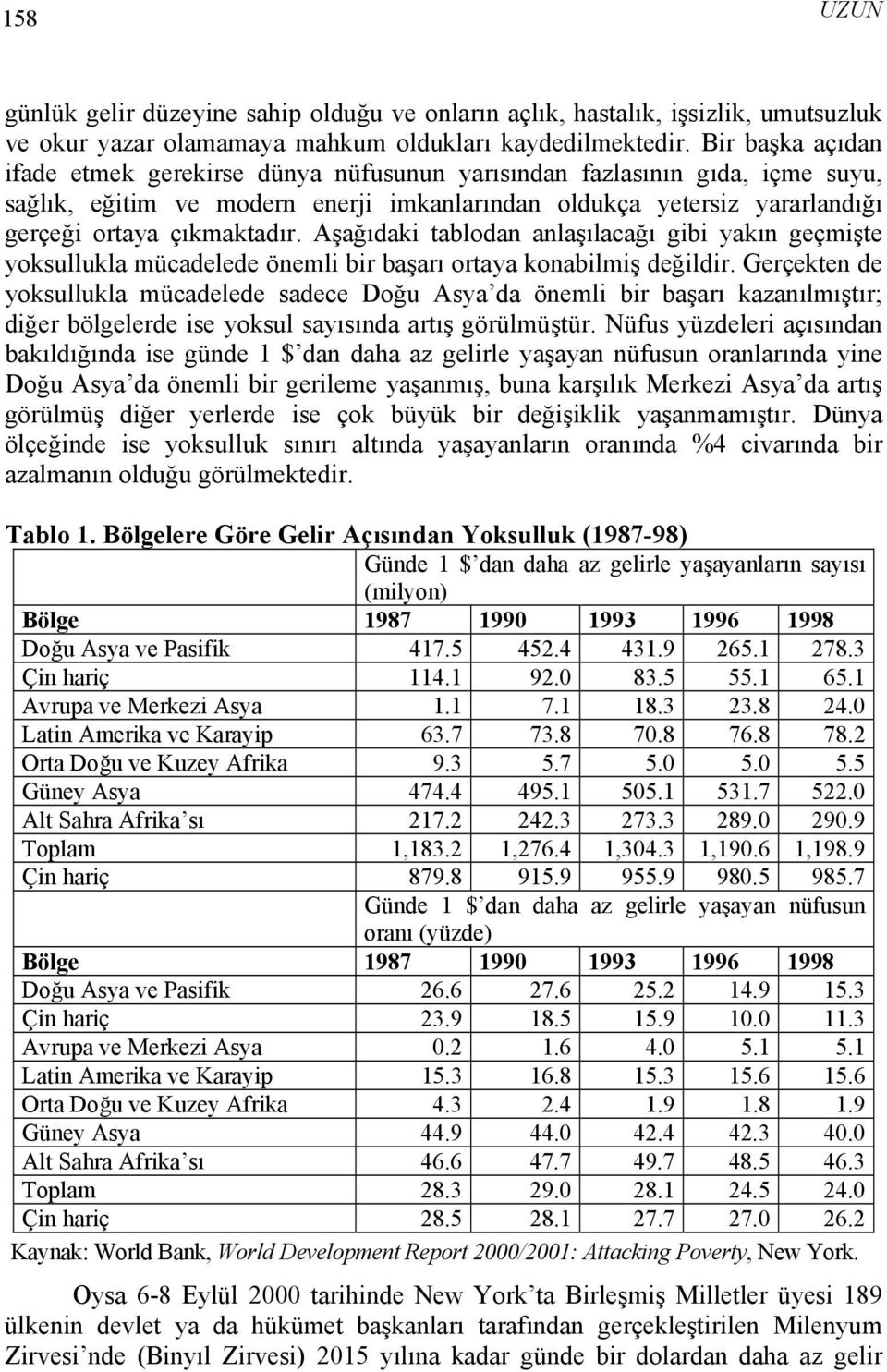 Aşağıdaki tablodan anlaşılacağı gibi yakın geçmişte yoksullukla mücadelede önemli bir başarı ortaya konabilmiş değildir.